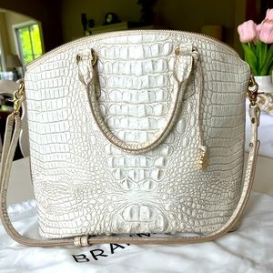 Large Duxbury Brahmin satchel coconut white with wallet